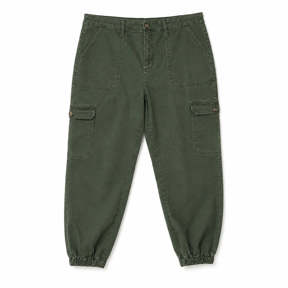 Terra & Sky Womens Cargo Jogger Pants Plus Size 18 W Olive Green Utility Stretch